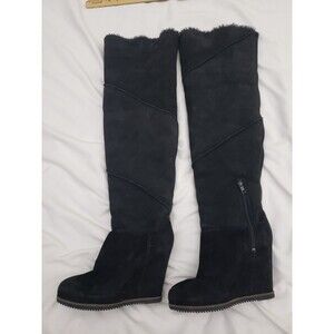 UGG CLASSIC MONDRI OVER THE KNEE WOMEN WEDGE BOOTS BLACK US 9.5